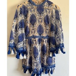 Boho L'ATISTE Blue and White Mini Dress